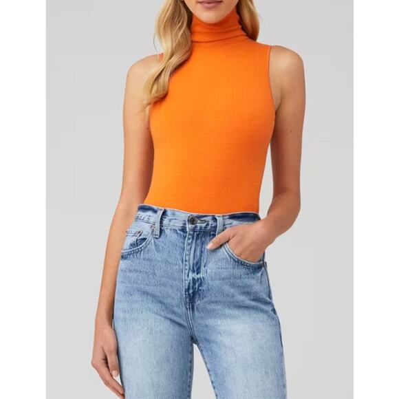 Show Me Your Mumu NWT Turtle Bodysuit Sleeveless Ribbed Burnt Orange Size Large - Picture 1 of 9